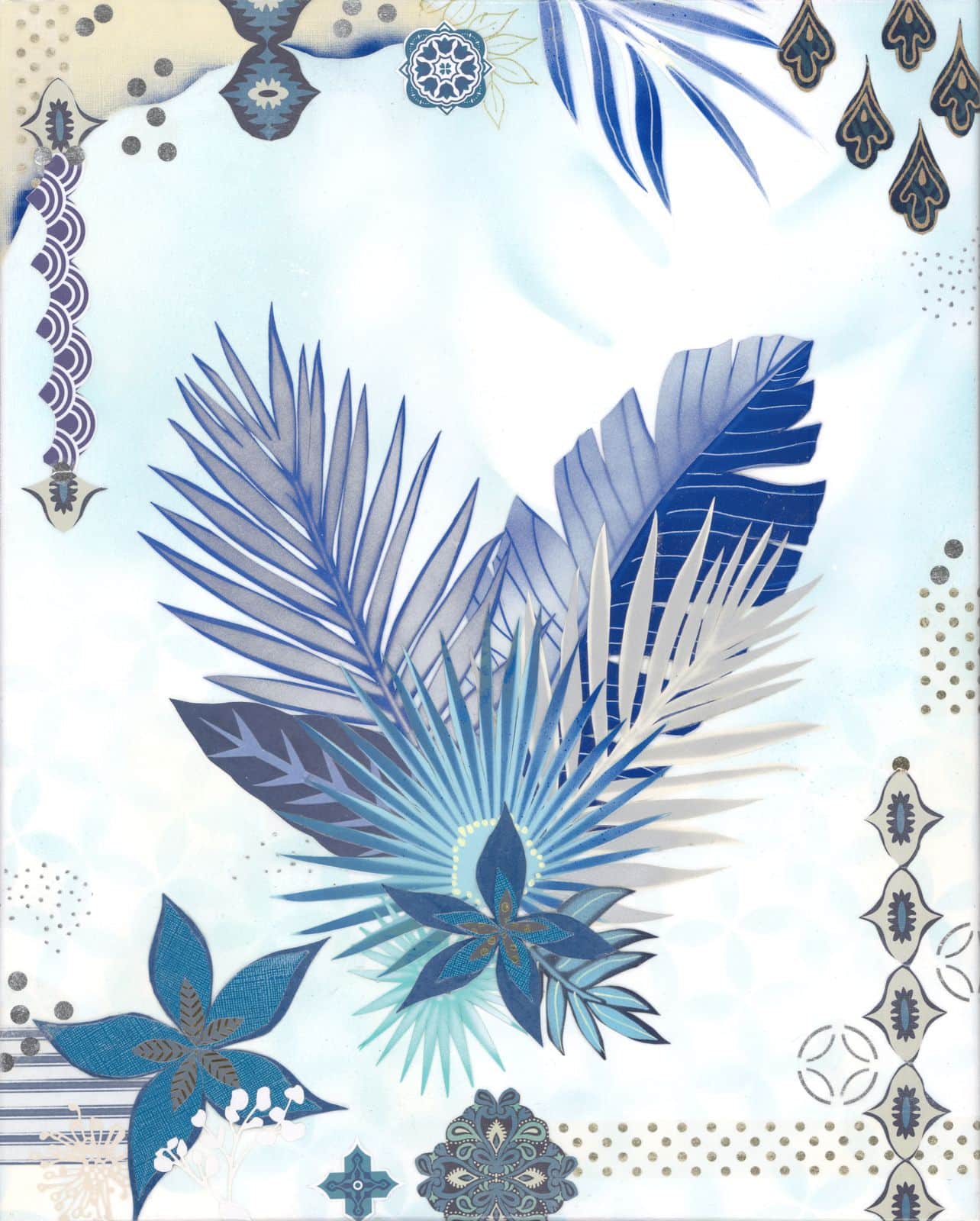 50 Shades of Blue - Pacific — layered paper collage by Jennifer Peck