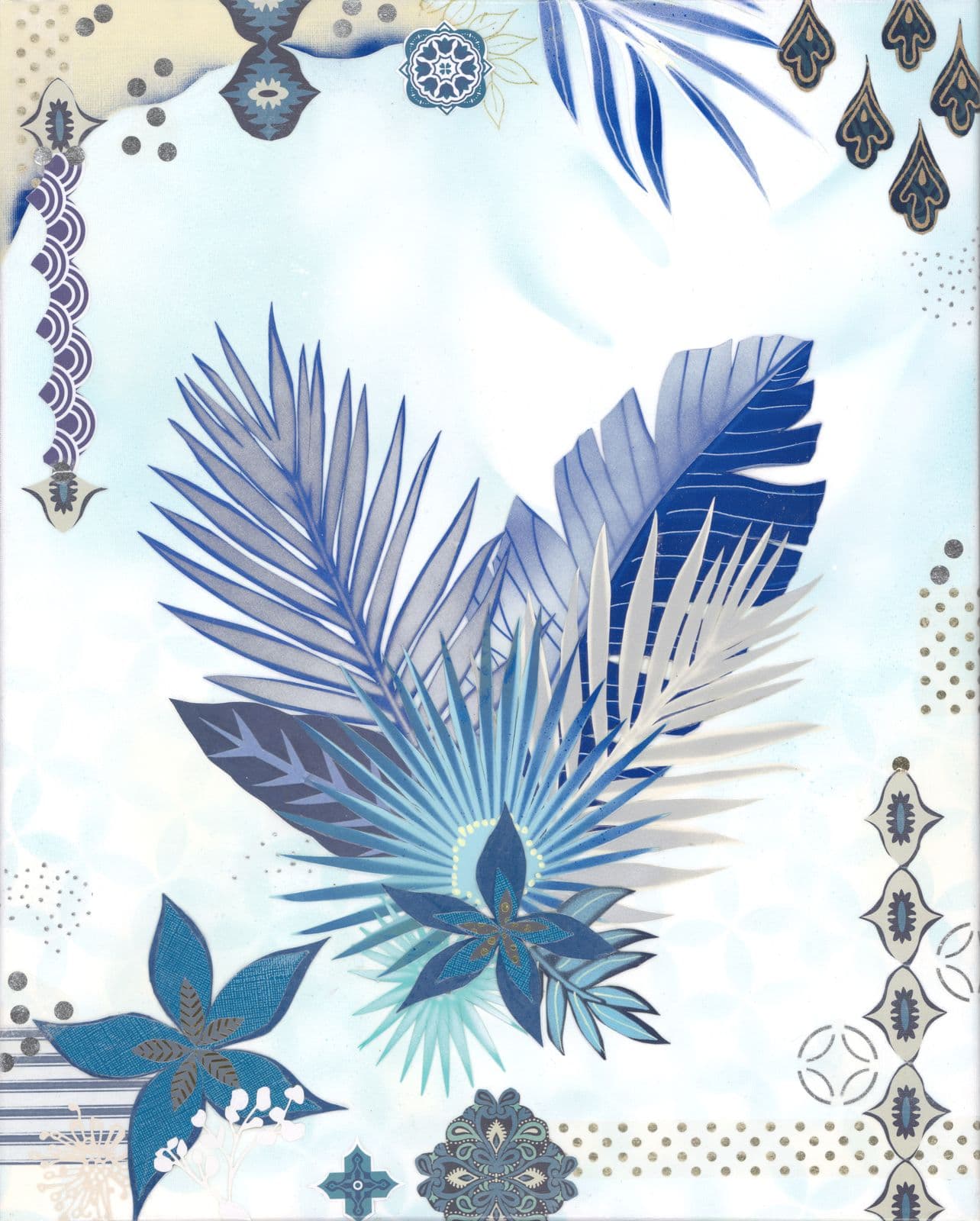 50 Shades of Blue - Pacific — layered paper collage by Jennifer Peck