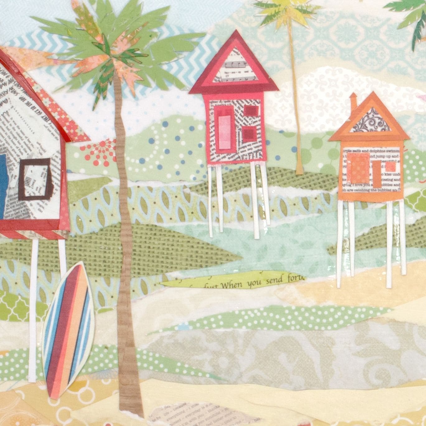 Beachtown — texture detail of the layered paper collage