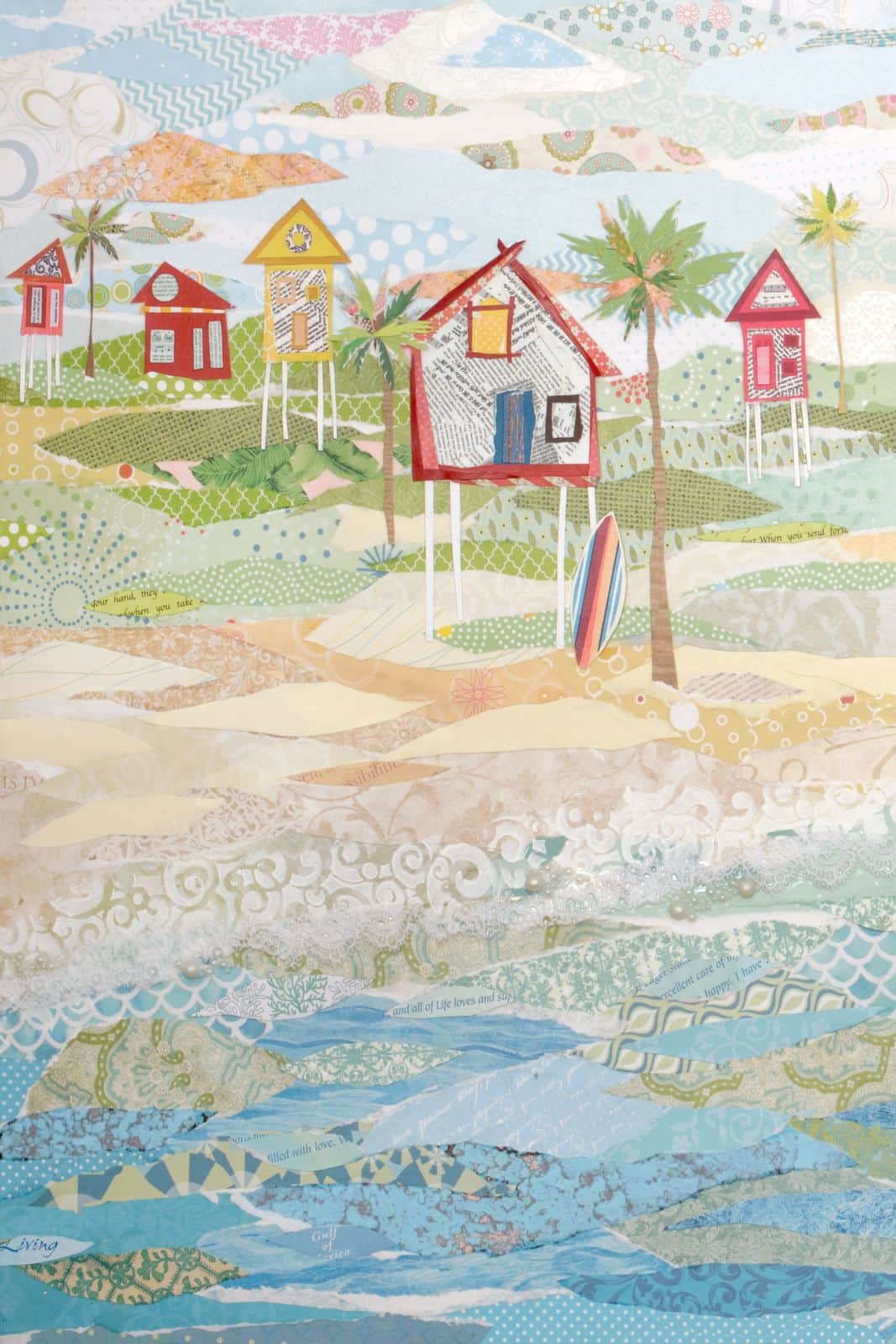 Beachtown Suite — layered paper collage by Jennifer Peck