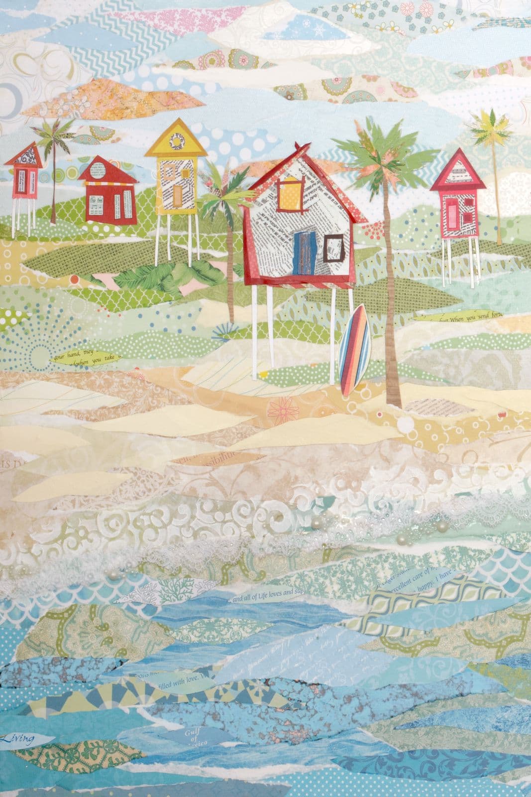Beachtown Suite — layered paper collage by Jennifer Peck