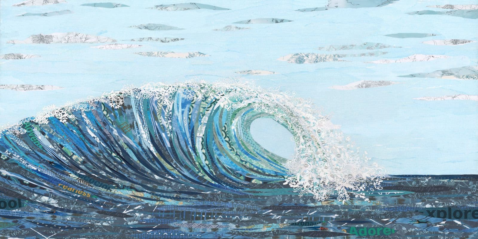 Beachscapes — Big Kahuna — layered paper collage by Jennifer Peck
