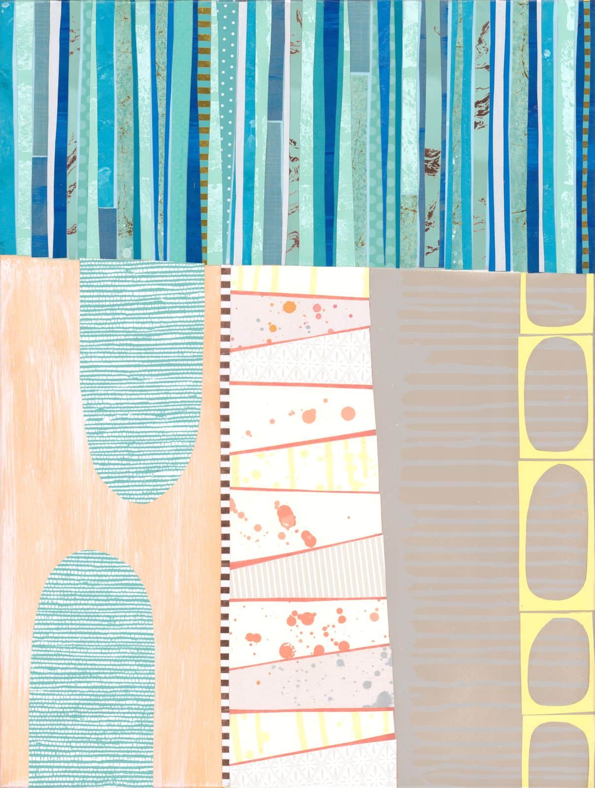 Bimini Babe — layered paper collage by Jennifer Peck