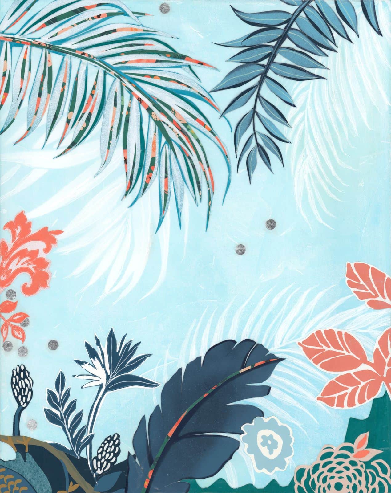 Blue Lagoon — layered paper collage by Jennifer Peck