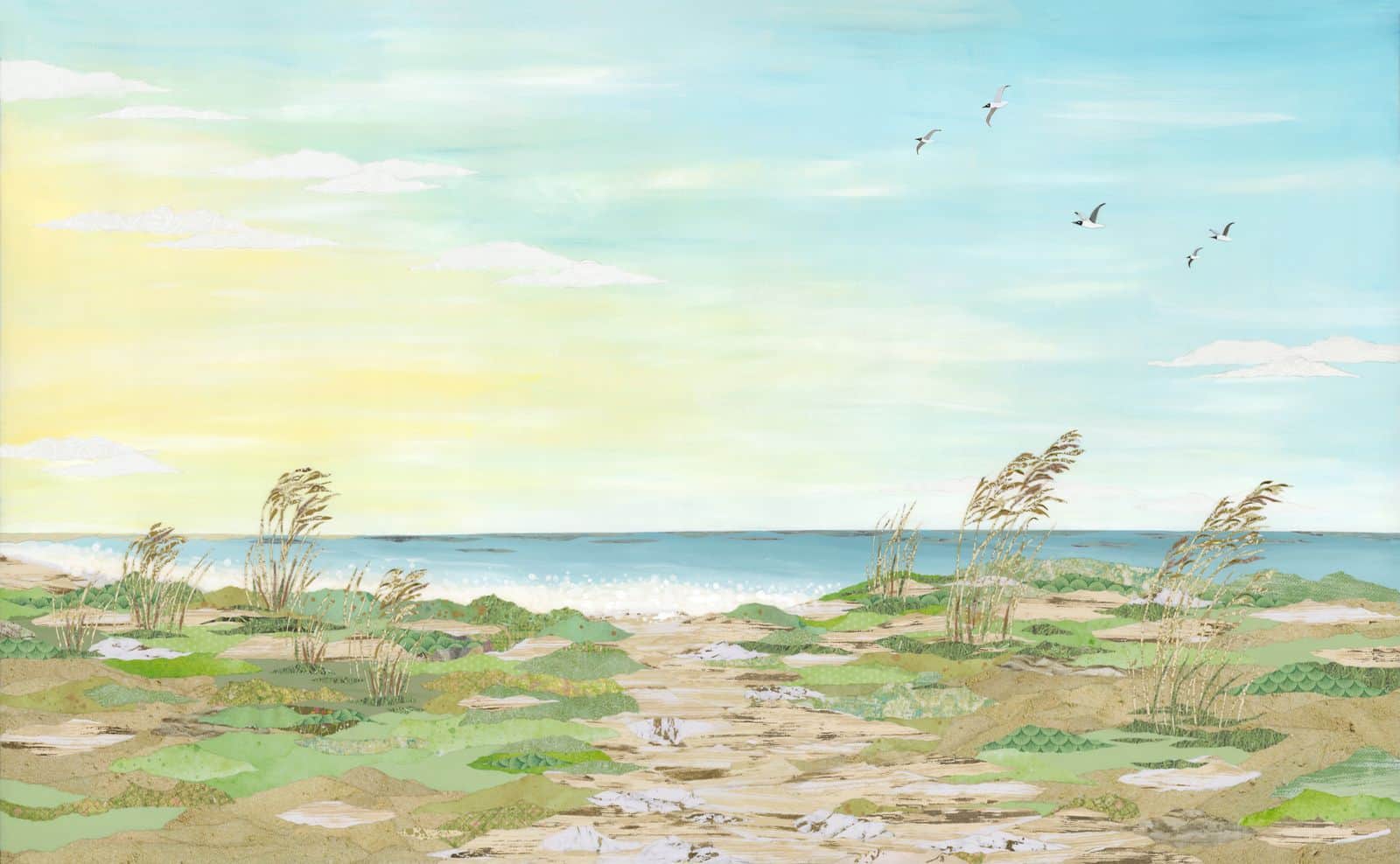 Brand New Dawn — layered paper collage by Jennifer Peck