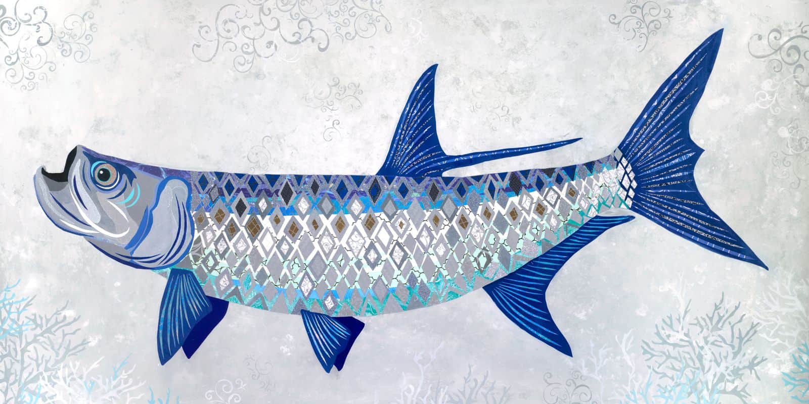 Catch Me if You Can — layered paper collage by Jennifer Peck