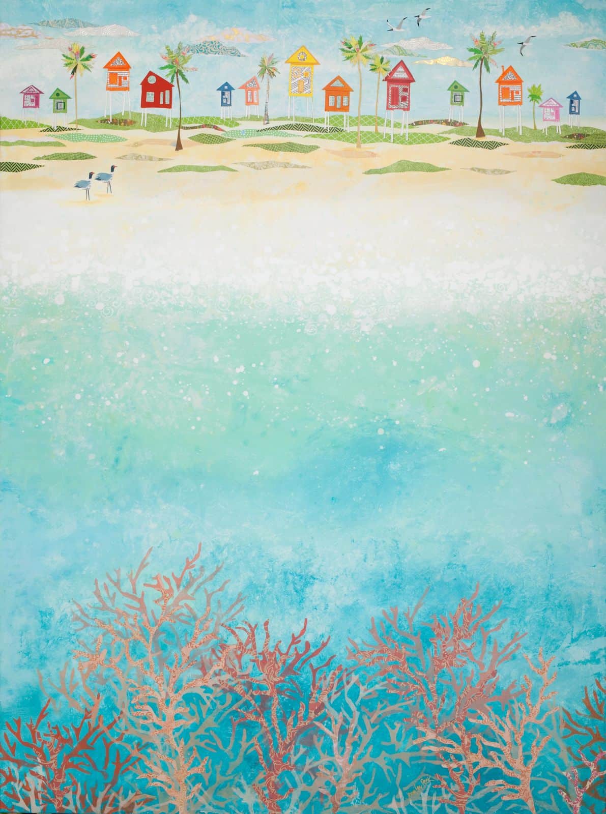 Changes in Latitude — layered paper collage by Jennifer Peck