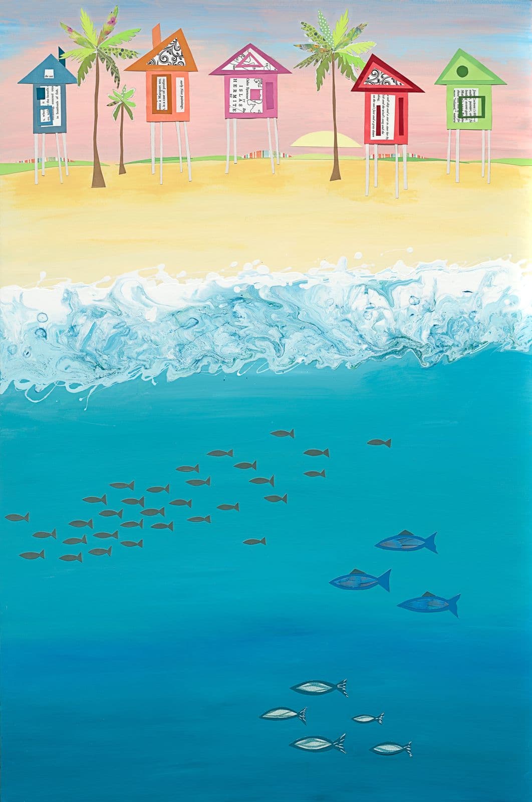 Cool for School — layered paper collage by Jennifer Peck
