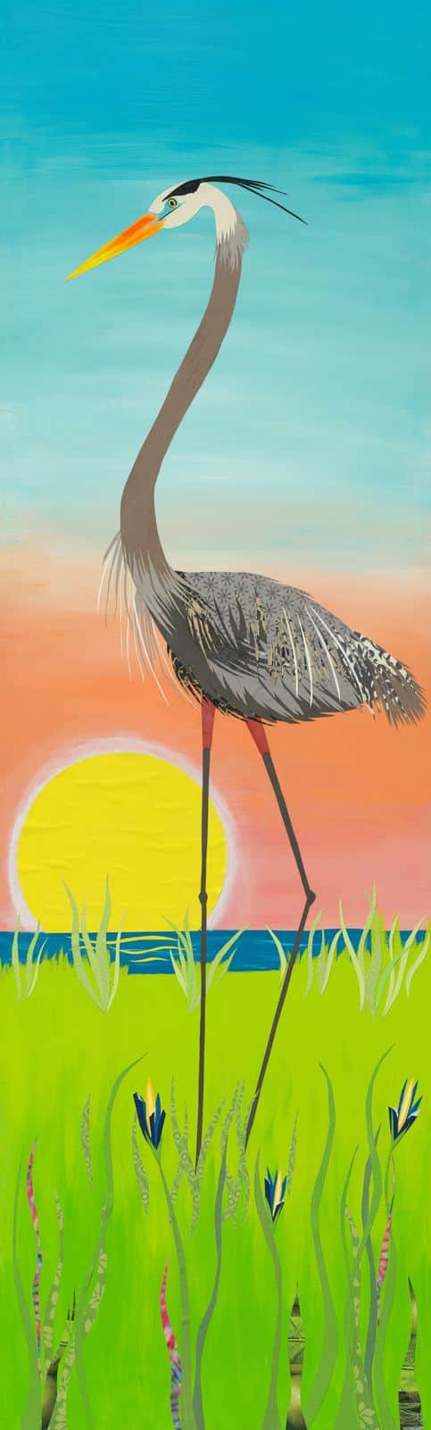 Early Bird — layered paper collage by Jennifer Peck