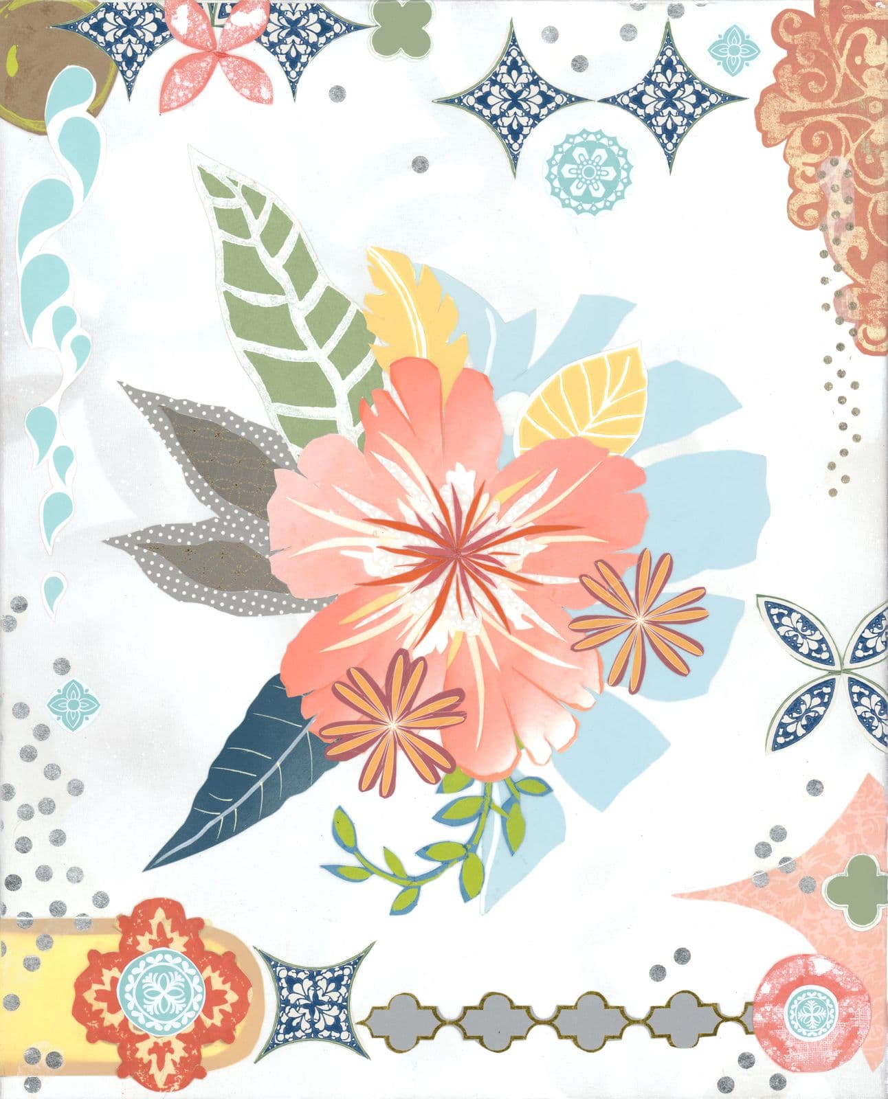 Everything is Rosey — layered paper collage by Jennifer Peck