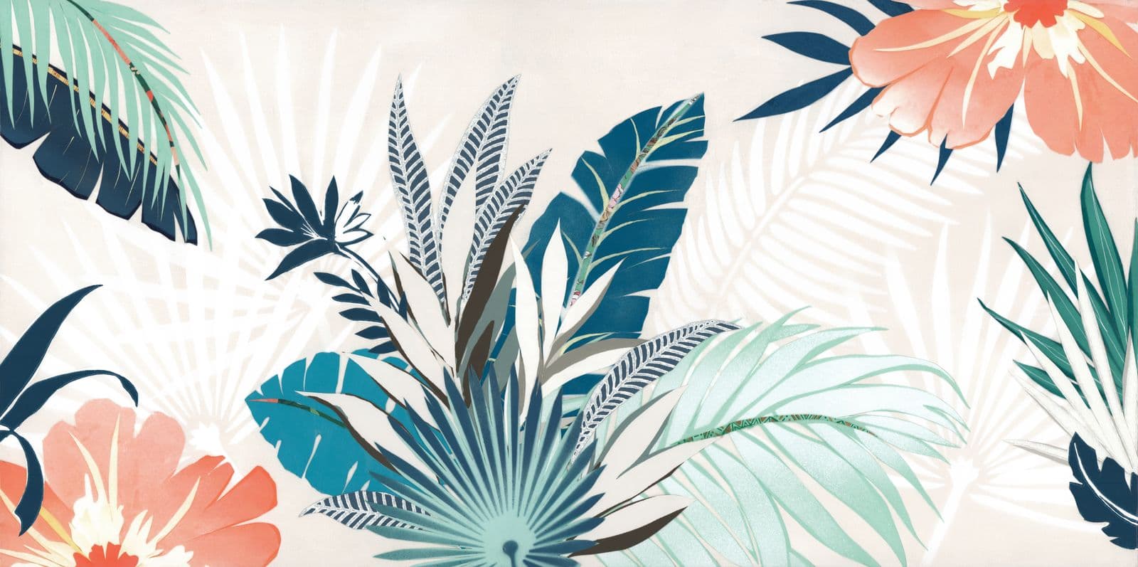 Find Me Under the Palms — layered paper collage by Jennifer Peck