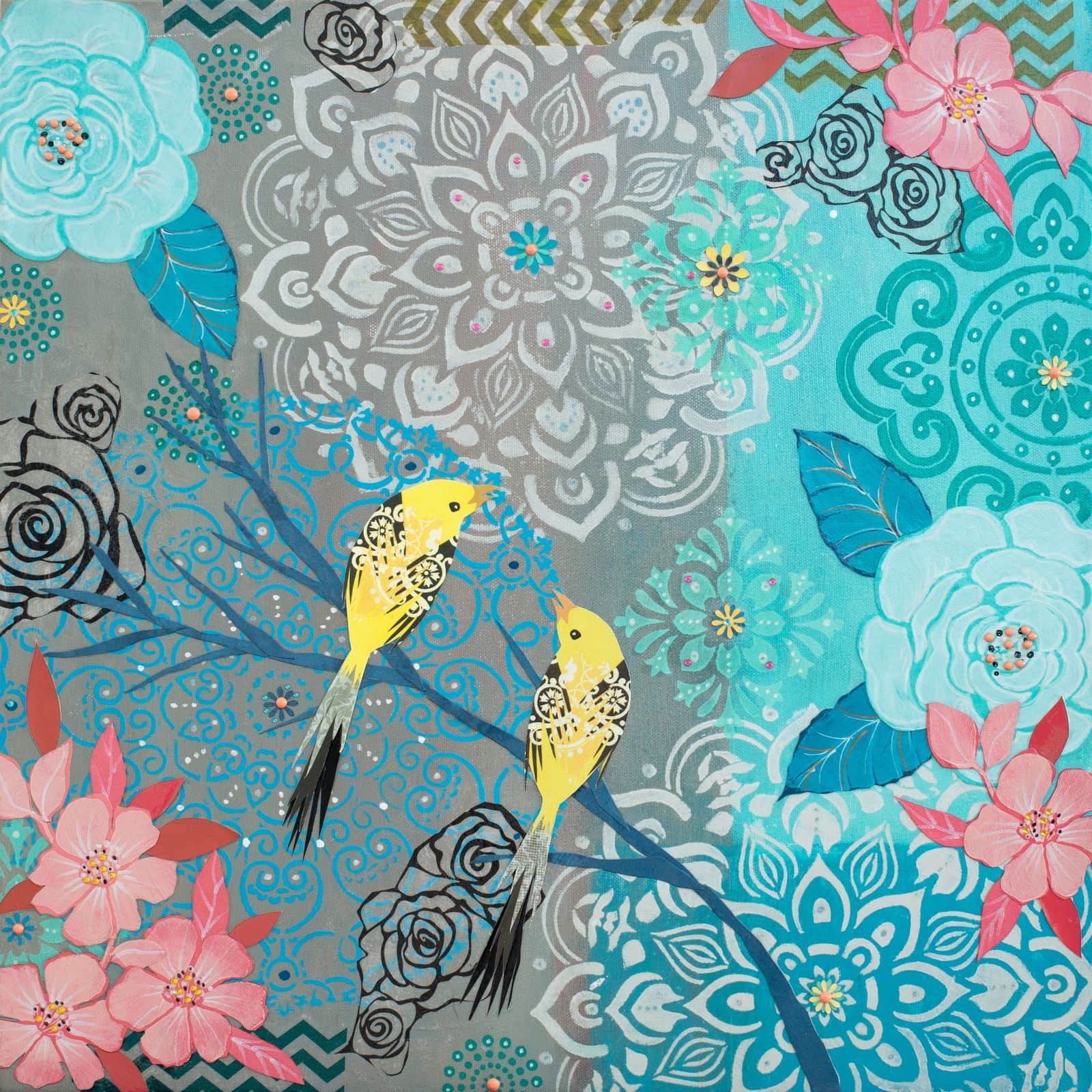 First Sight — layered paper collage by Jennifer Peck