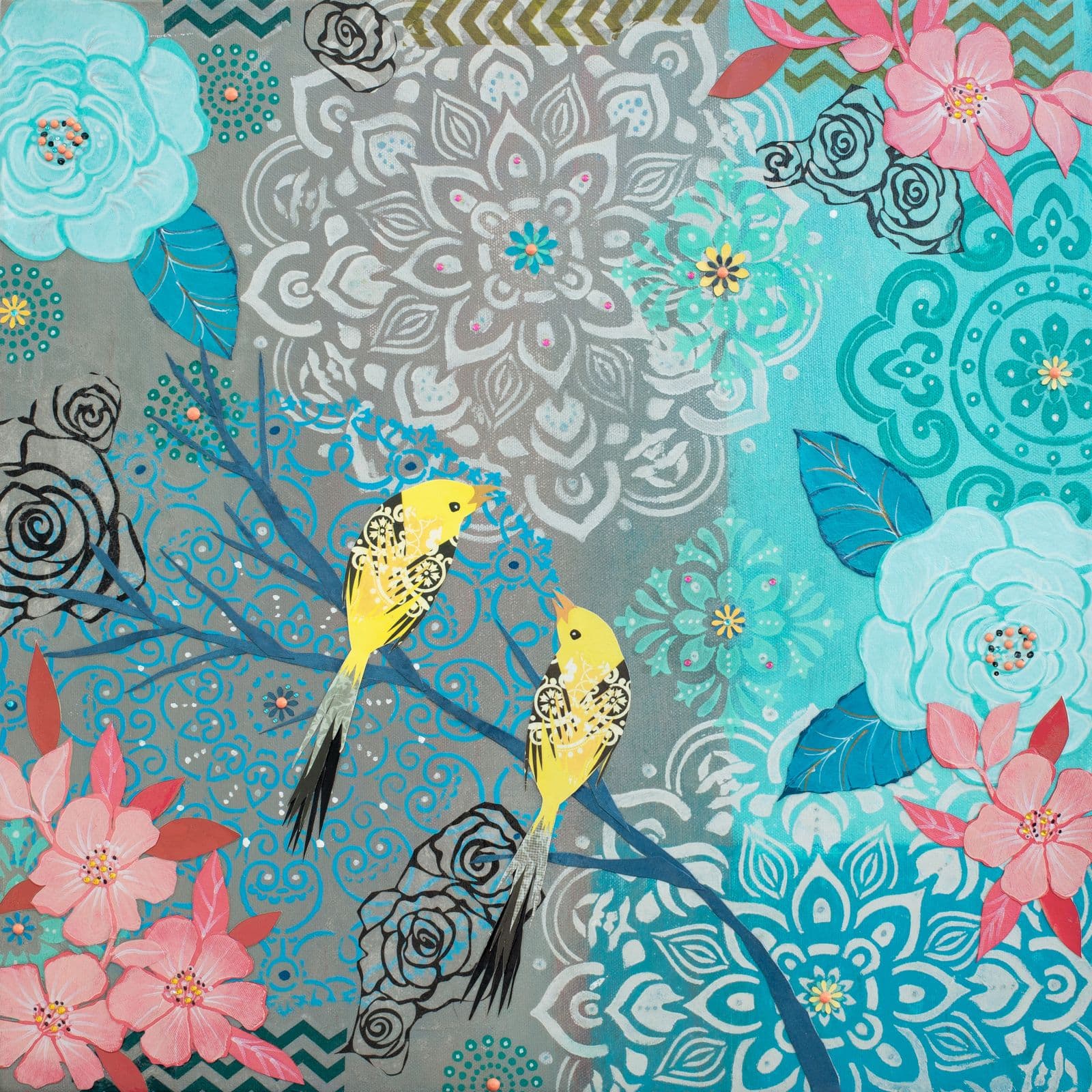 First Sight — layered paper collage by Jennifer Peck