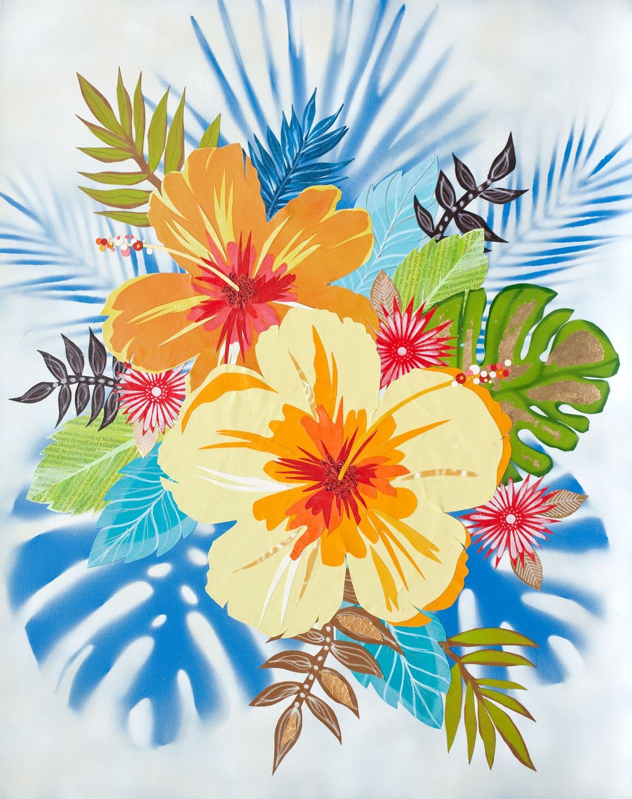 Flower Power — layered paper collage by Jennifer Peck