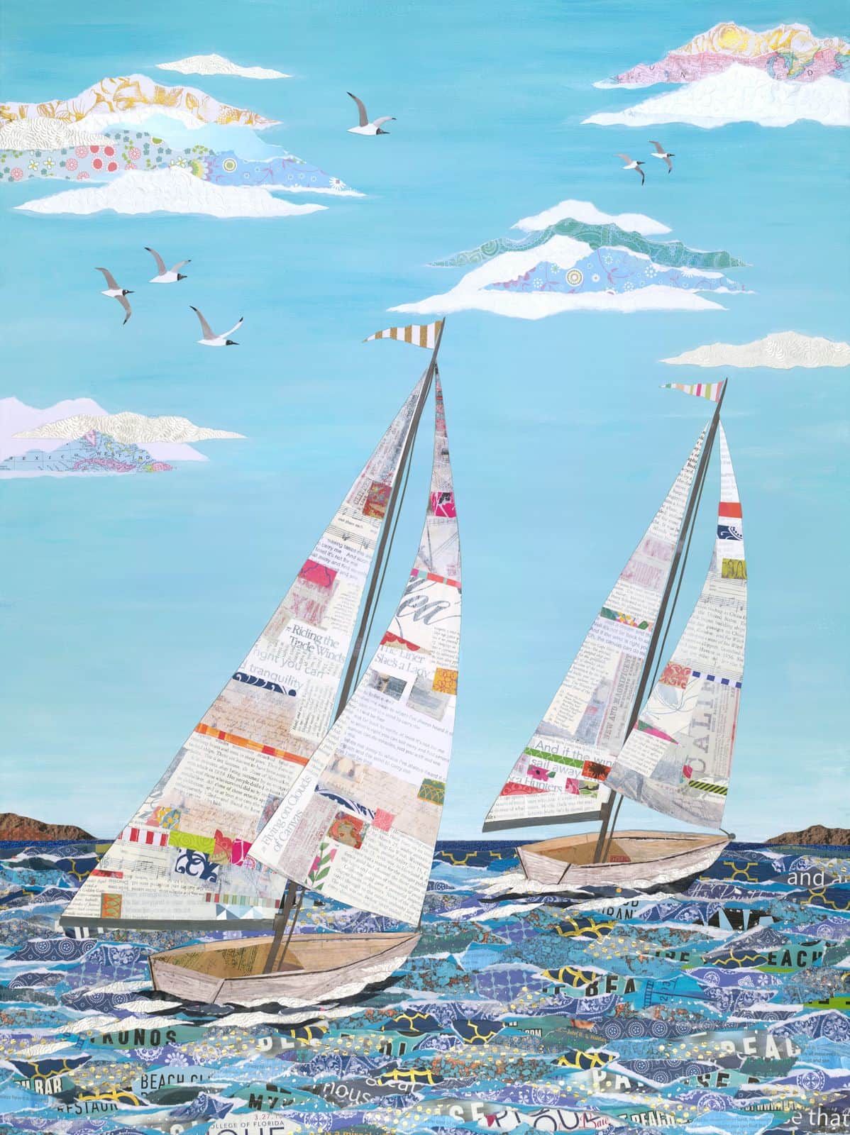 Flying Colors — layered paper collage by Jennifer Peck