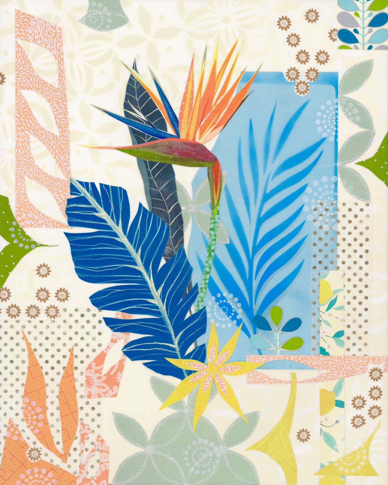 Garden Party — layered paper collage by Jennifer Peck