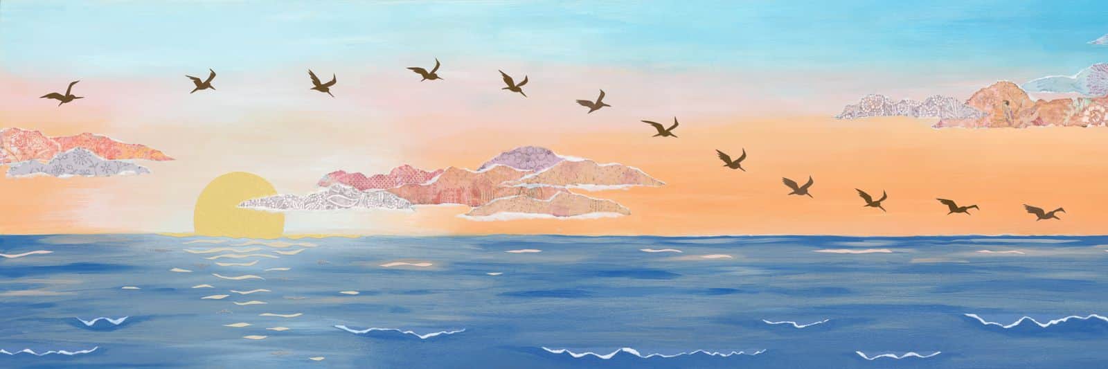 Here Comes the Sun — layered paper collage by Jennifer Peck