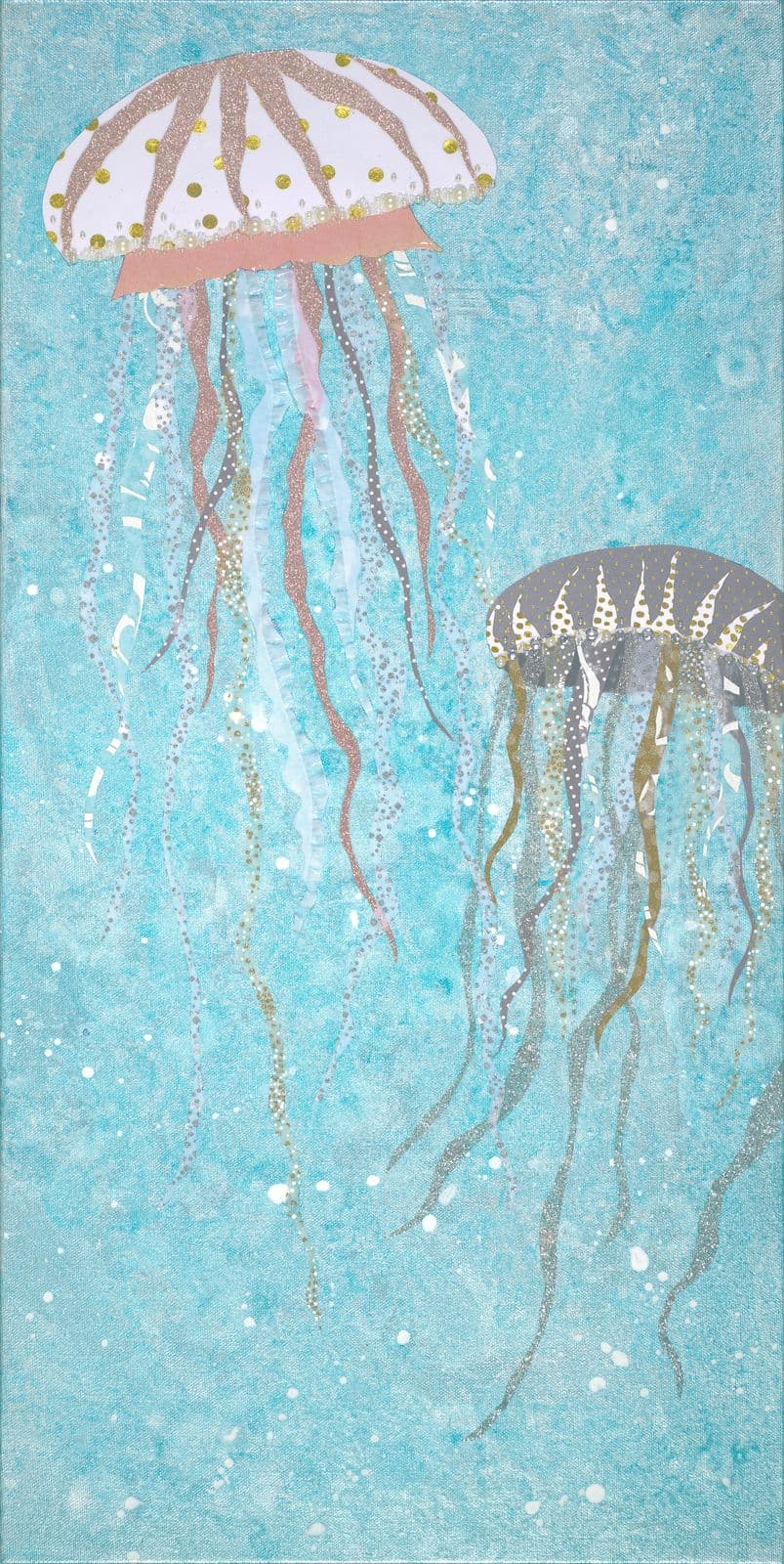 Immortal Jelly — layered paper collage by Jennifer Peck