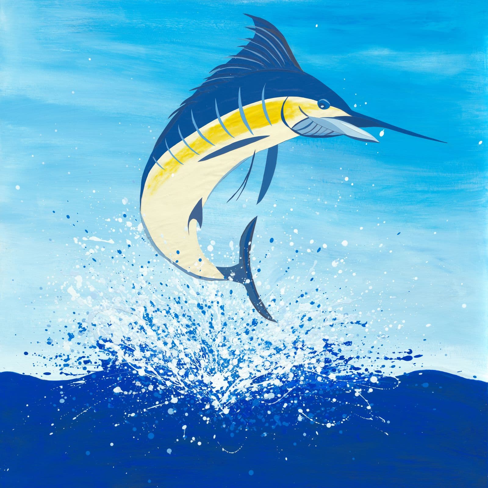 Jumpin' Splash Jack — layered paper collage by Jennifer Peck