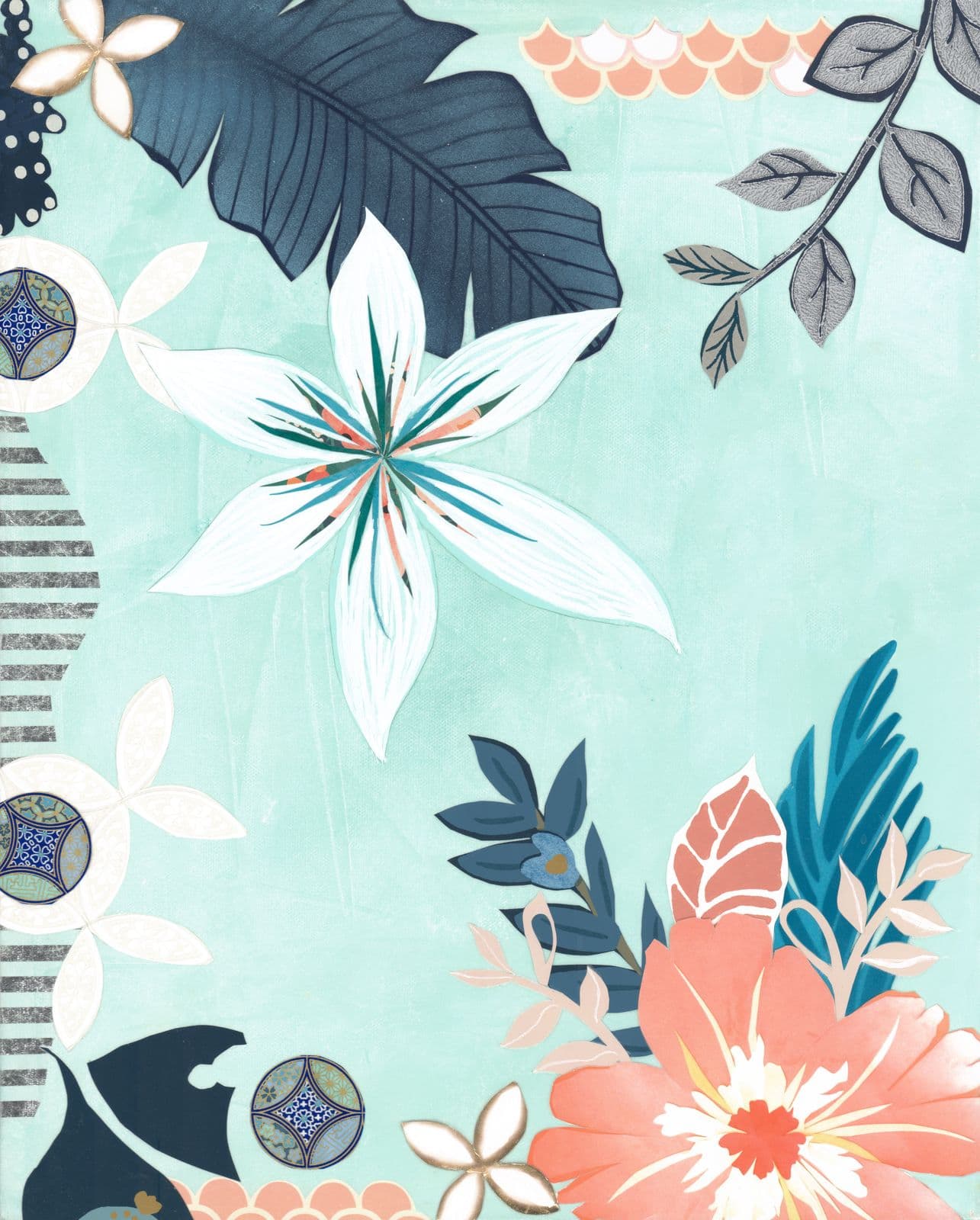 Live Simply, Bloom Wildly — layered paper collage by Jennifer Peck