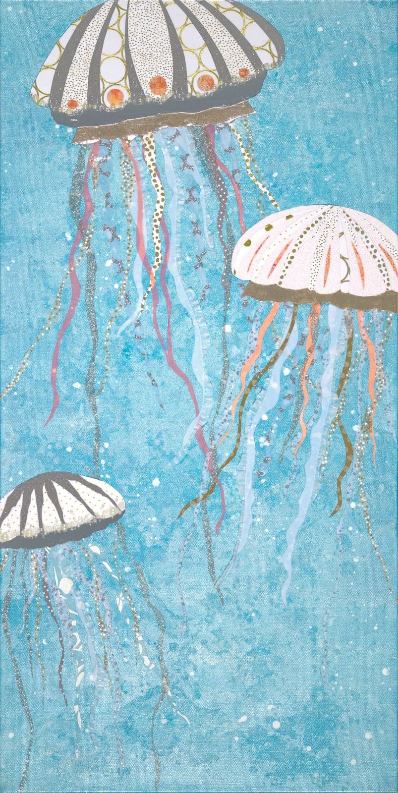 Moon Jelly — layered paper collage by Jennifer Peck