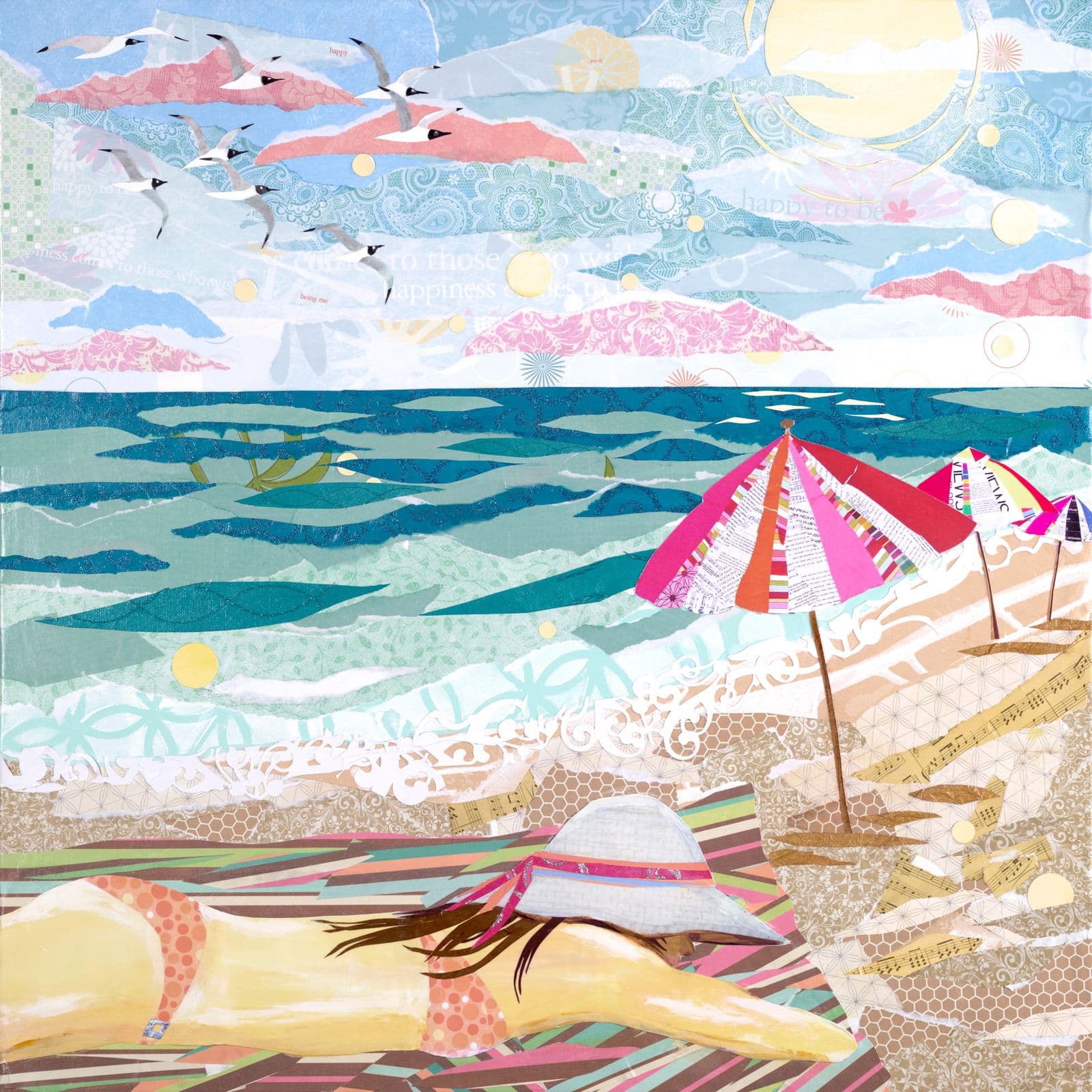 My Happy Place — layered paper collage by Jennifer Peck