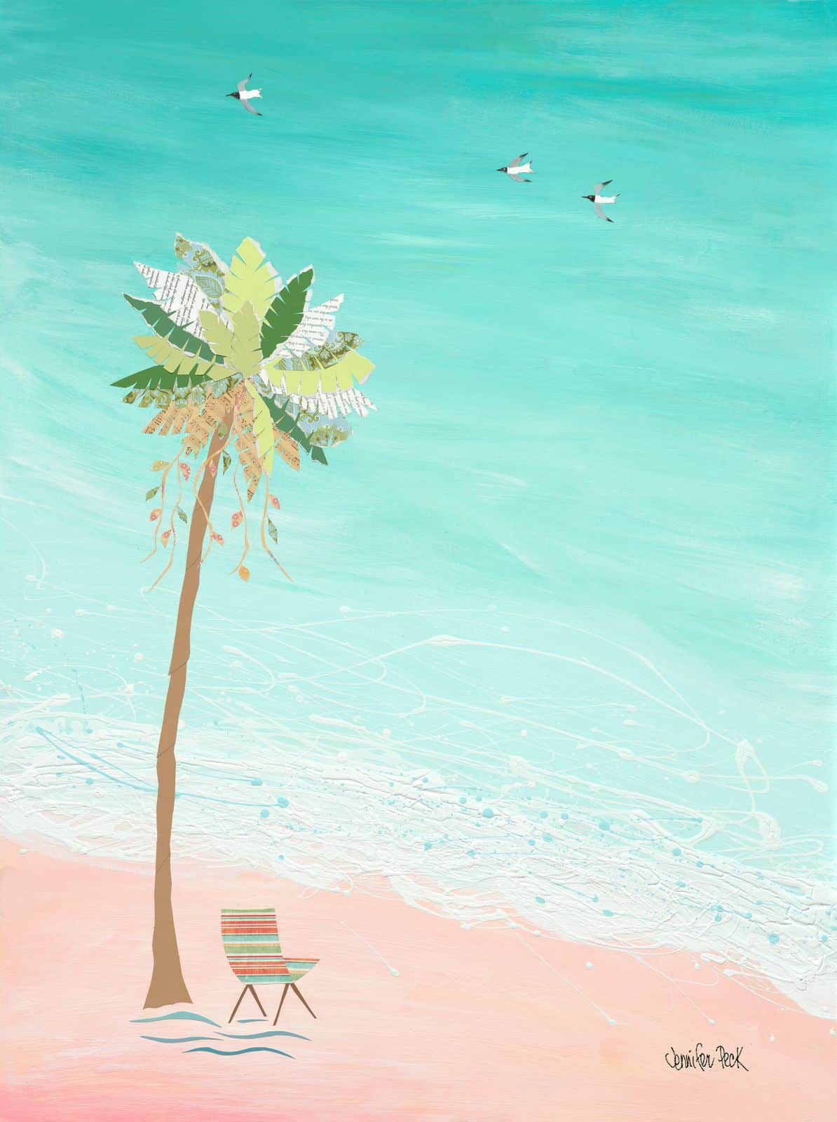 Ocean Song — layered paper collage by Jennifer Peck