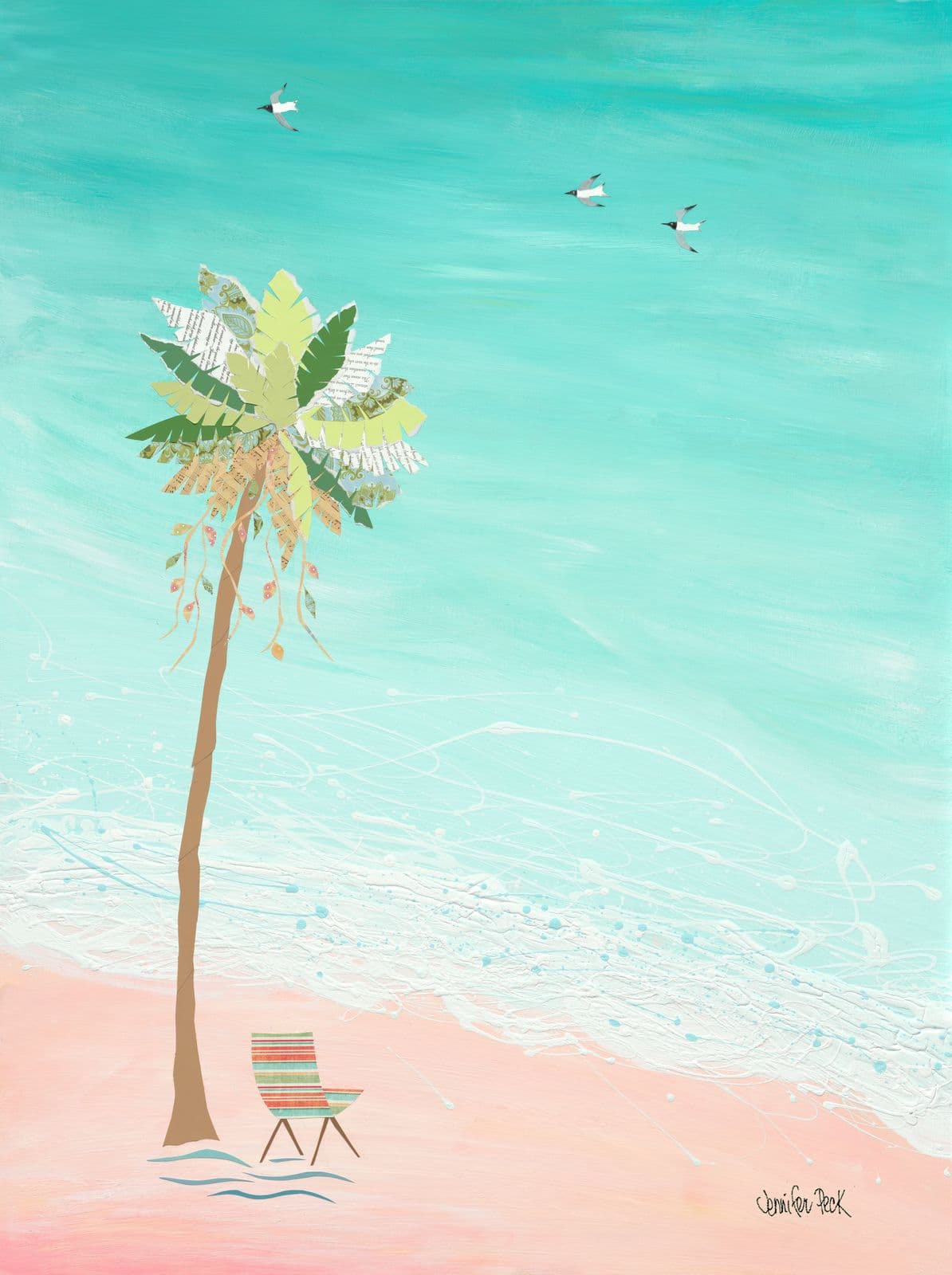 Ocean Song — layered paper collage by Jennifer Peck