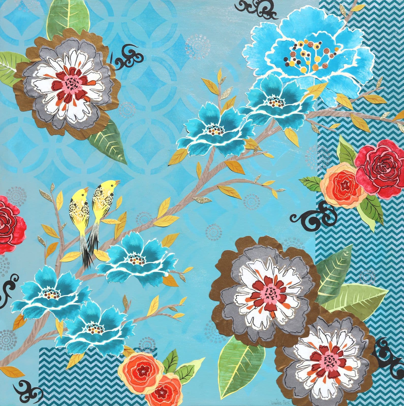 Pashmina — layered paper collage by Jennifer Peck