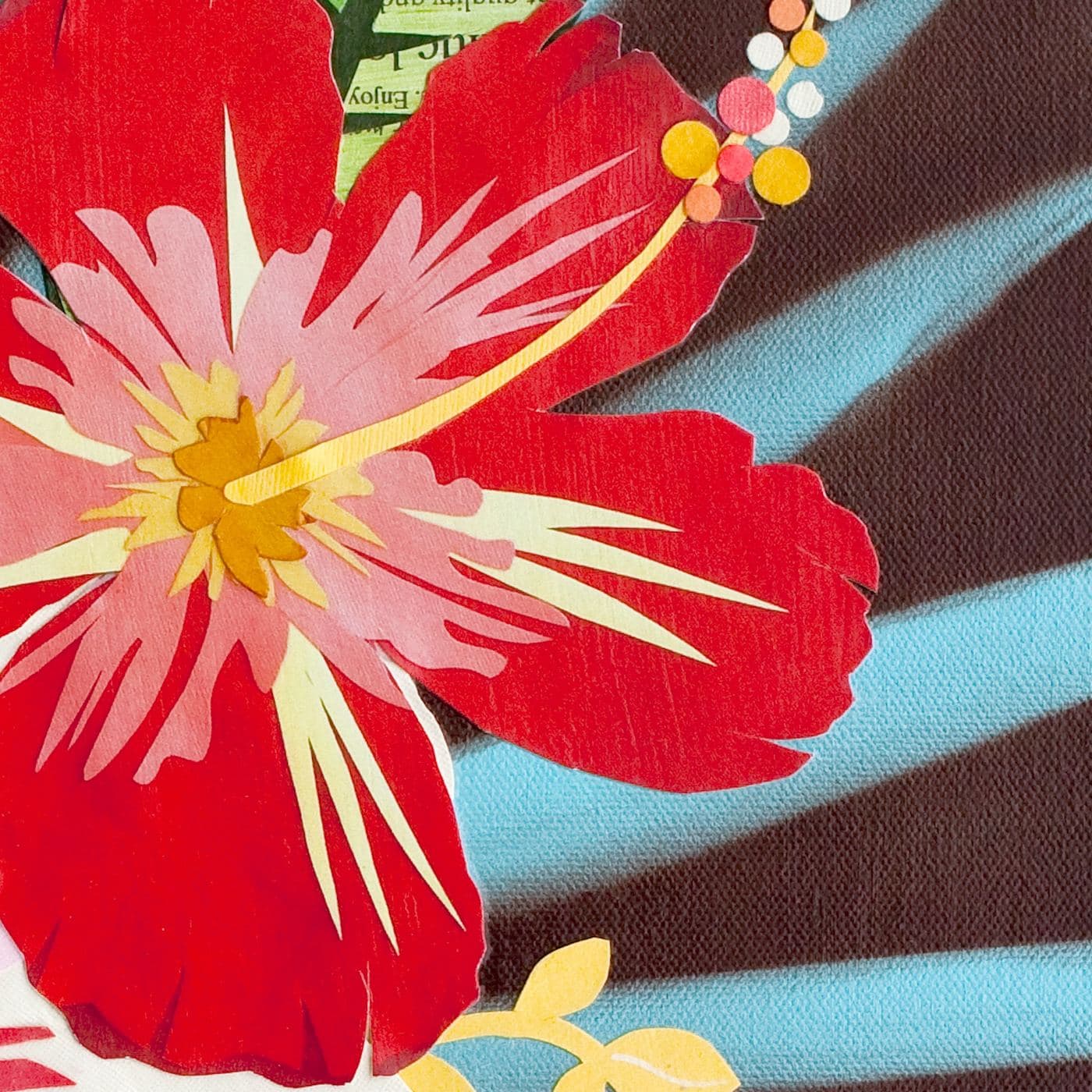 Pocketful of Posies — texture detail of the layered paper collage