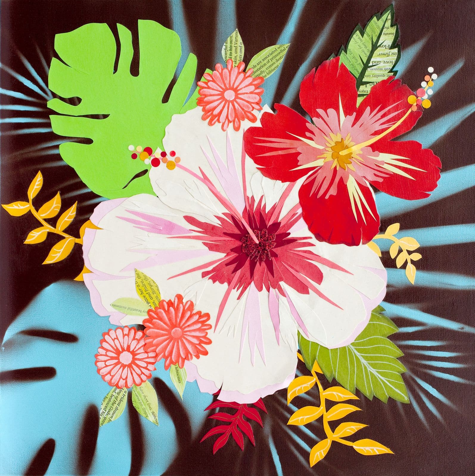 Pocketful of Posies — layered paper collage by Jennifer Peck