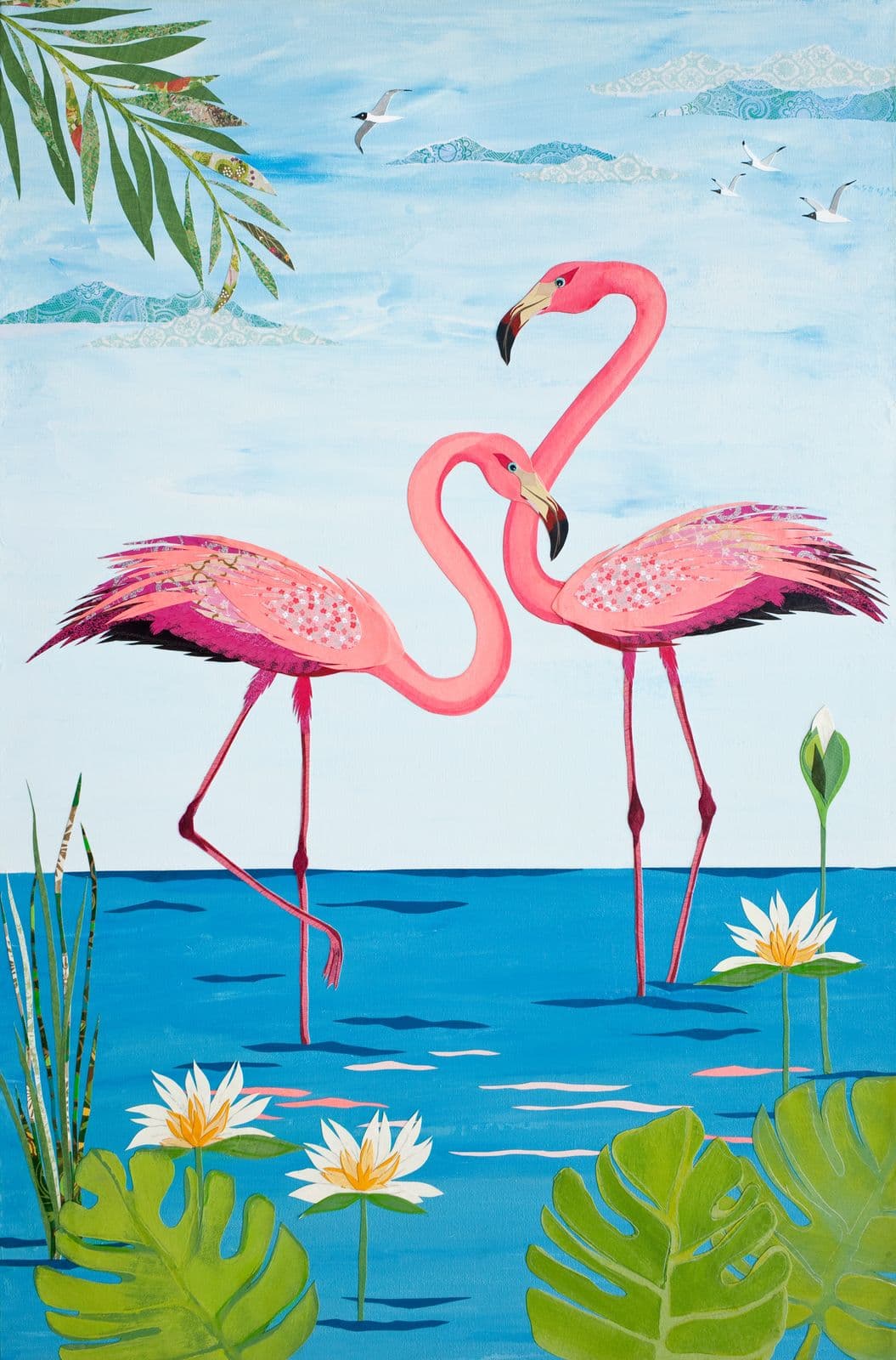 Pretty in Pink — layered paper collage by Jennifer Peck