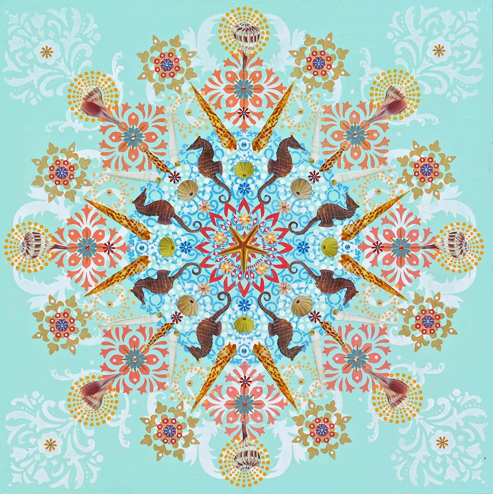 Sacred Sea — layered paper collage by Jennifer Peck