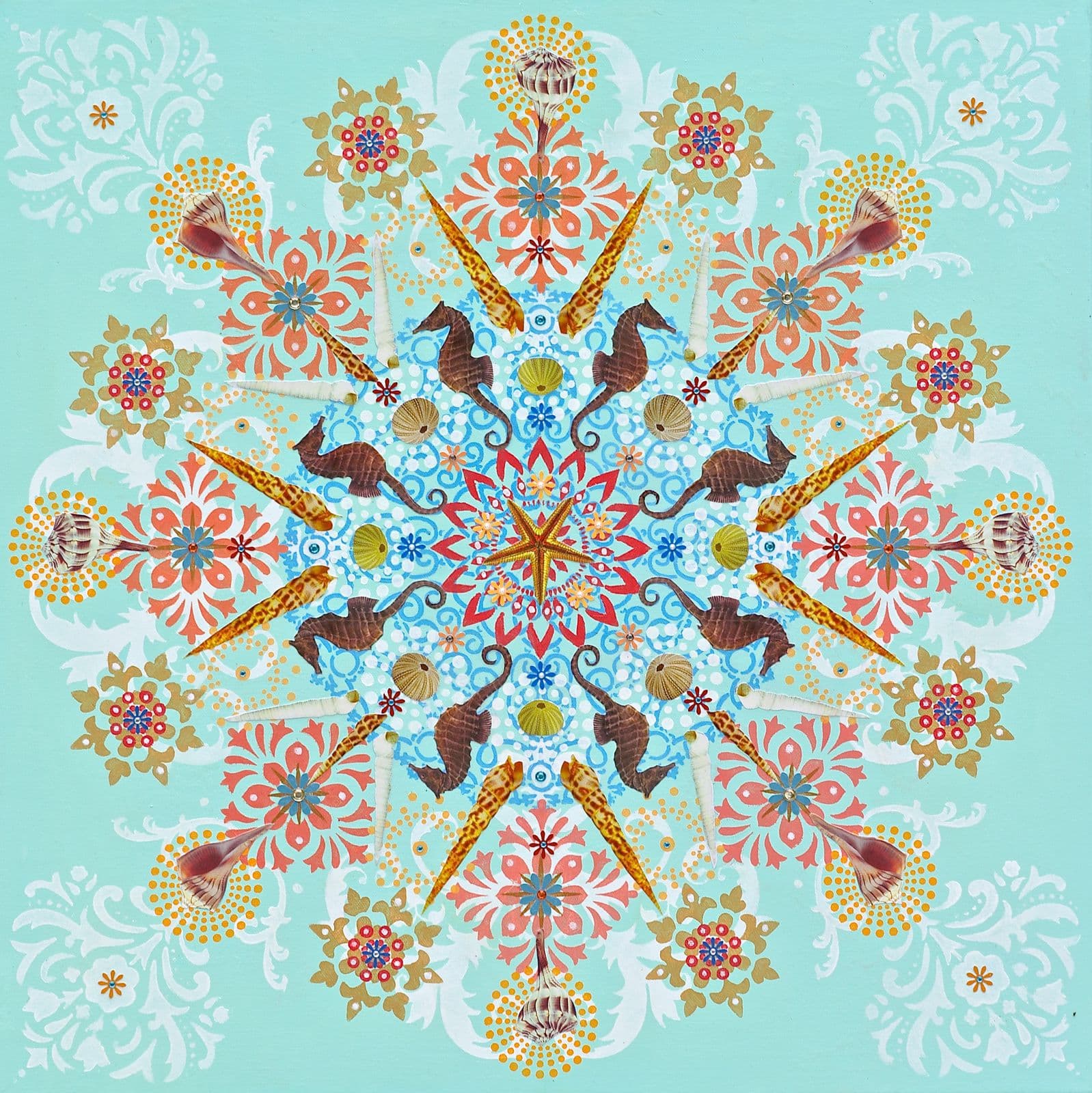Sacred Sea — layered paper collage by Jennifer Peck