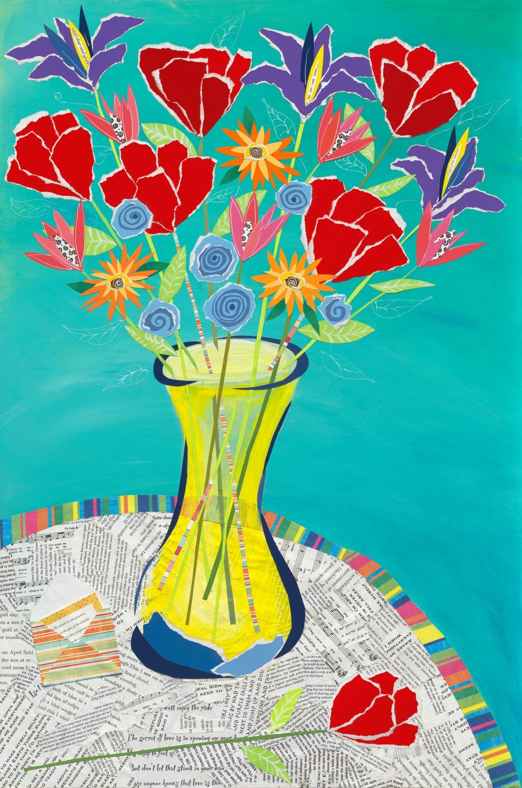 Secret of Love — layered paper collage by Jennifer Peck
