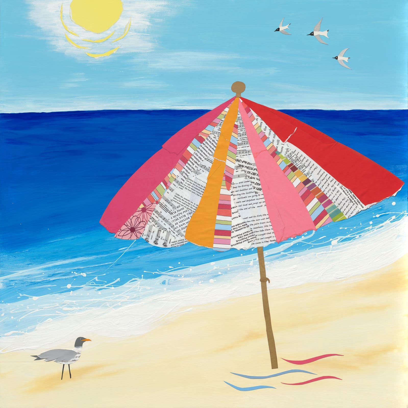 She Brought Sunshine — layered paper collage by Jennifer Peck