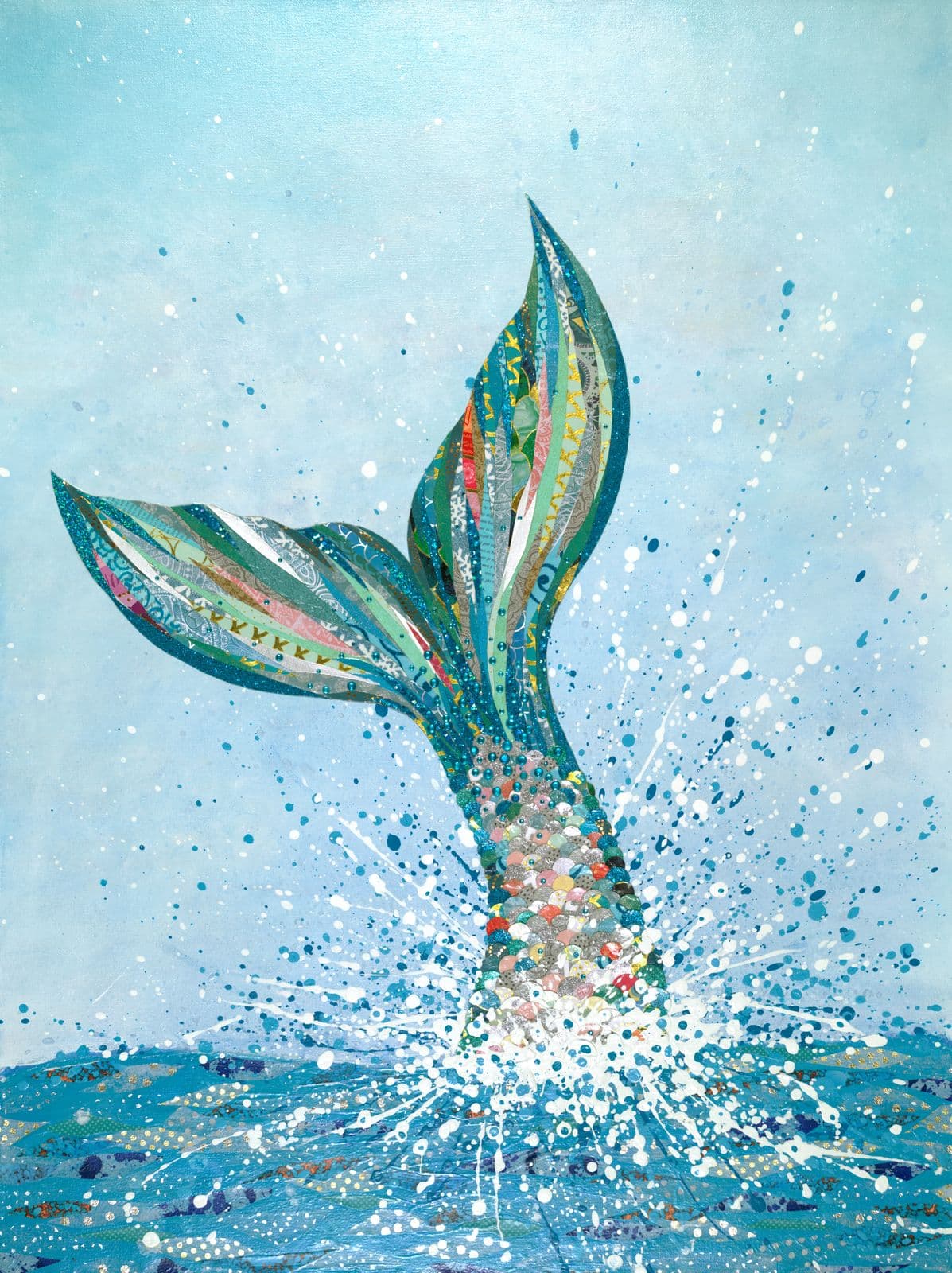 Sirena — layered paper collage by Jennifer Peck