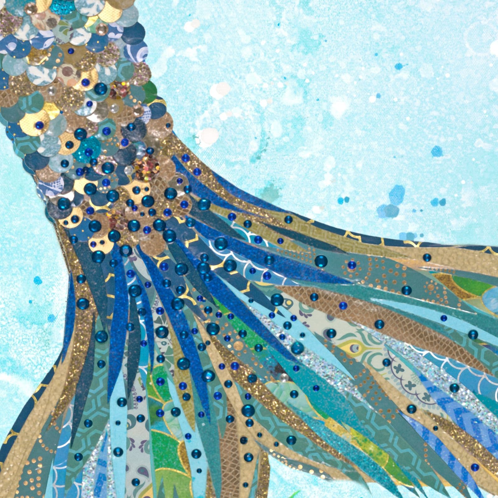 Tall Tails — texture detail of the layered paper collage