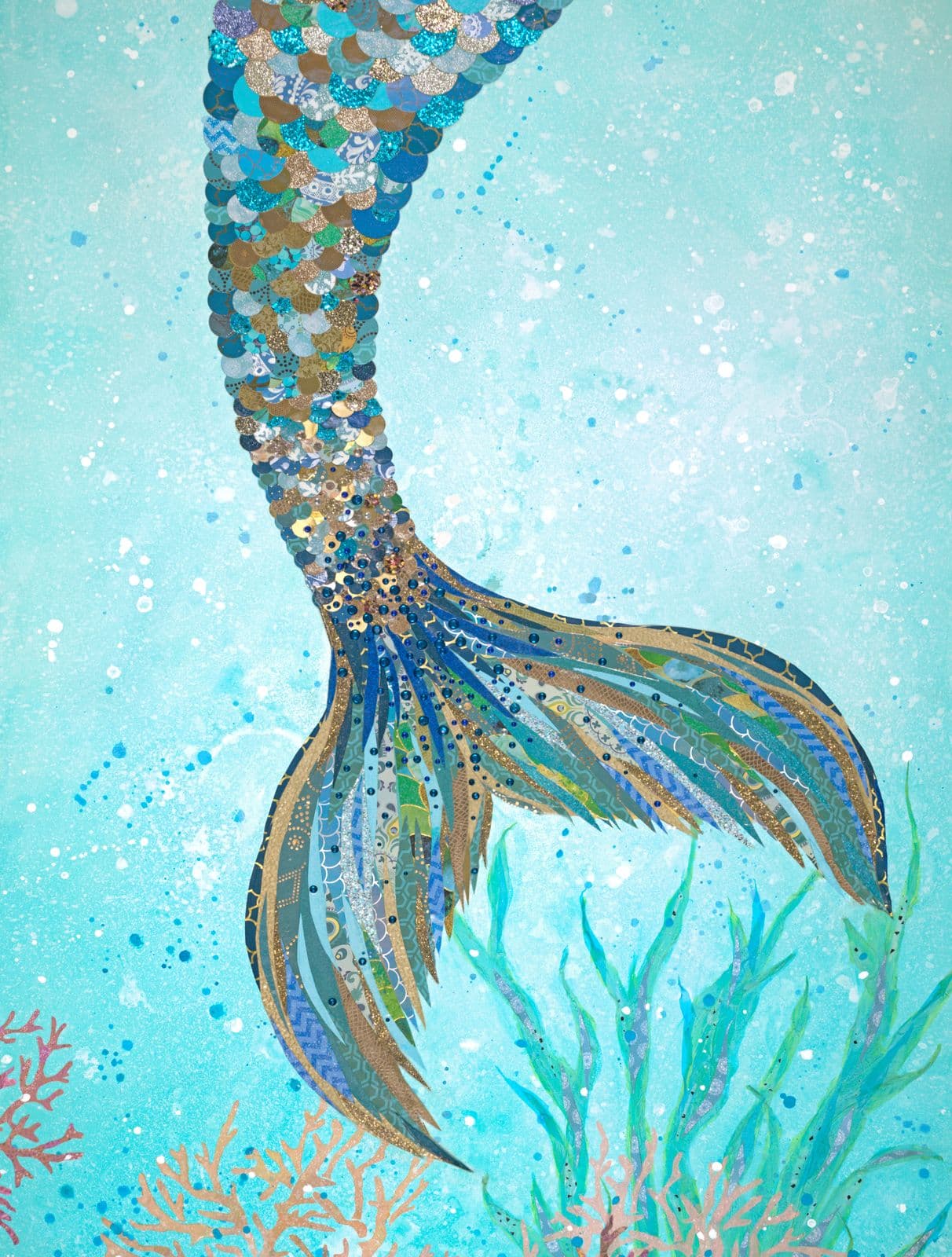 Tall Tails — layered paper collage by Jennifer Peck
