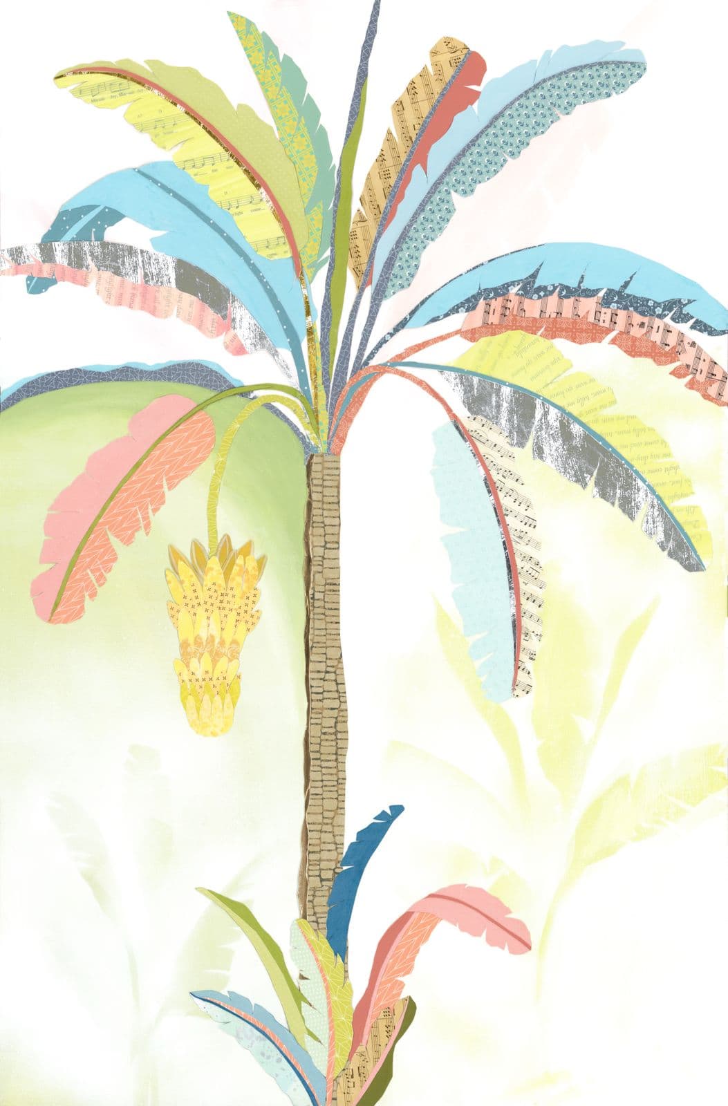 Tally Me Banana — layered paper collage by Jennifer Peck