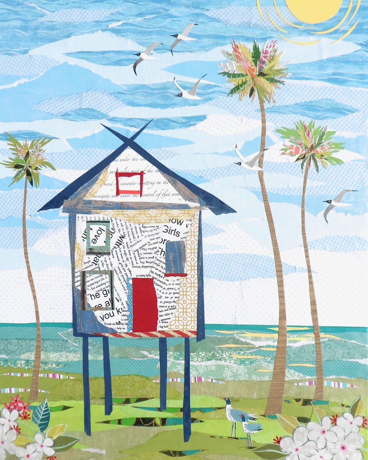 The Getaway — layered paper collage by Jennifer Peck