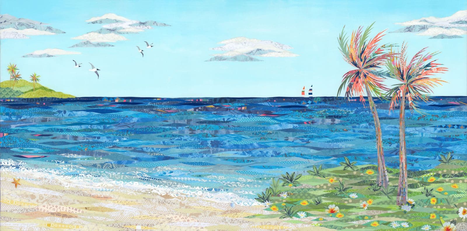 The Ocean Blue — layered paper collage by Jennifer Peck