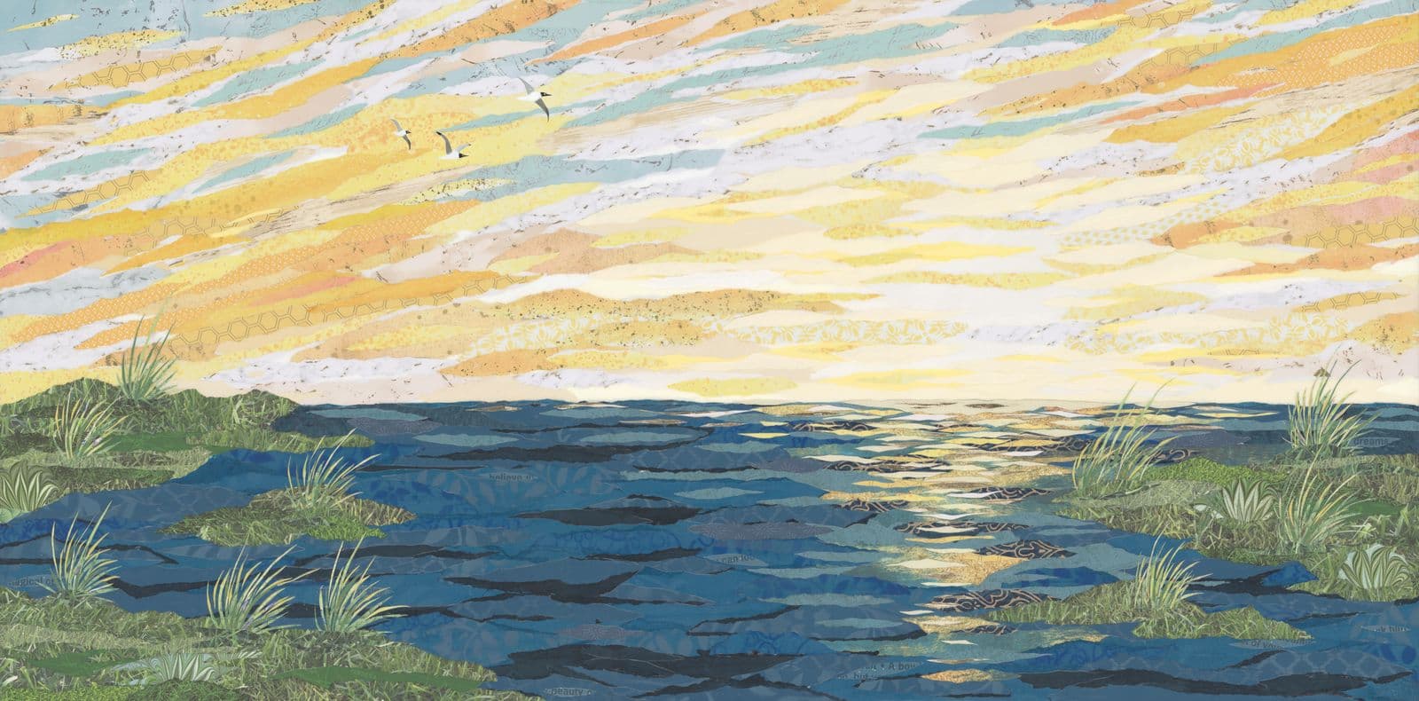There You Go Again Turning Golden — layered paper collage by Jennifer Peck