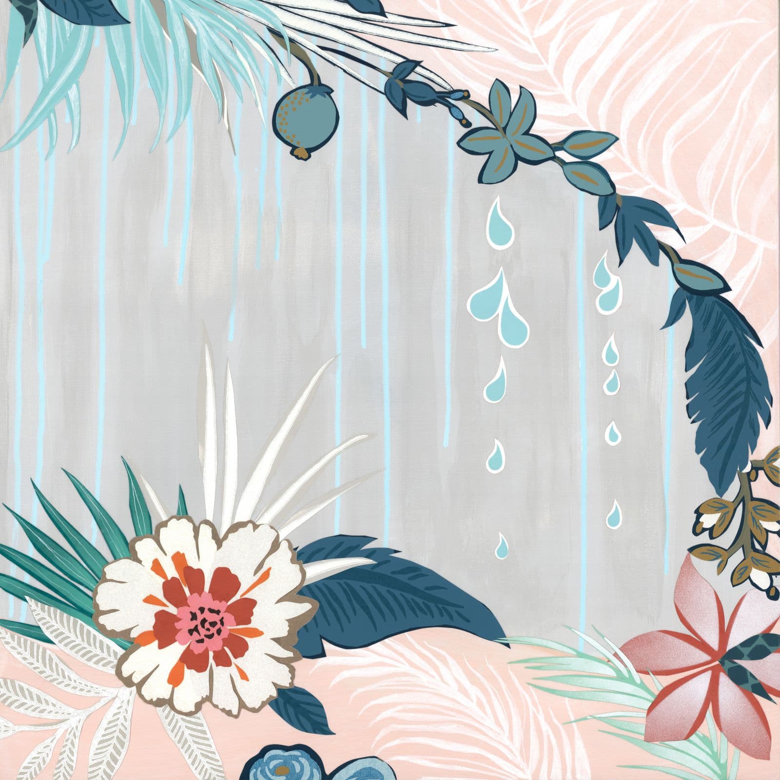 Abstracts — Tickled Sea Salt Pink - Drips — layered paper collage by Jennifer Peck
