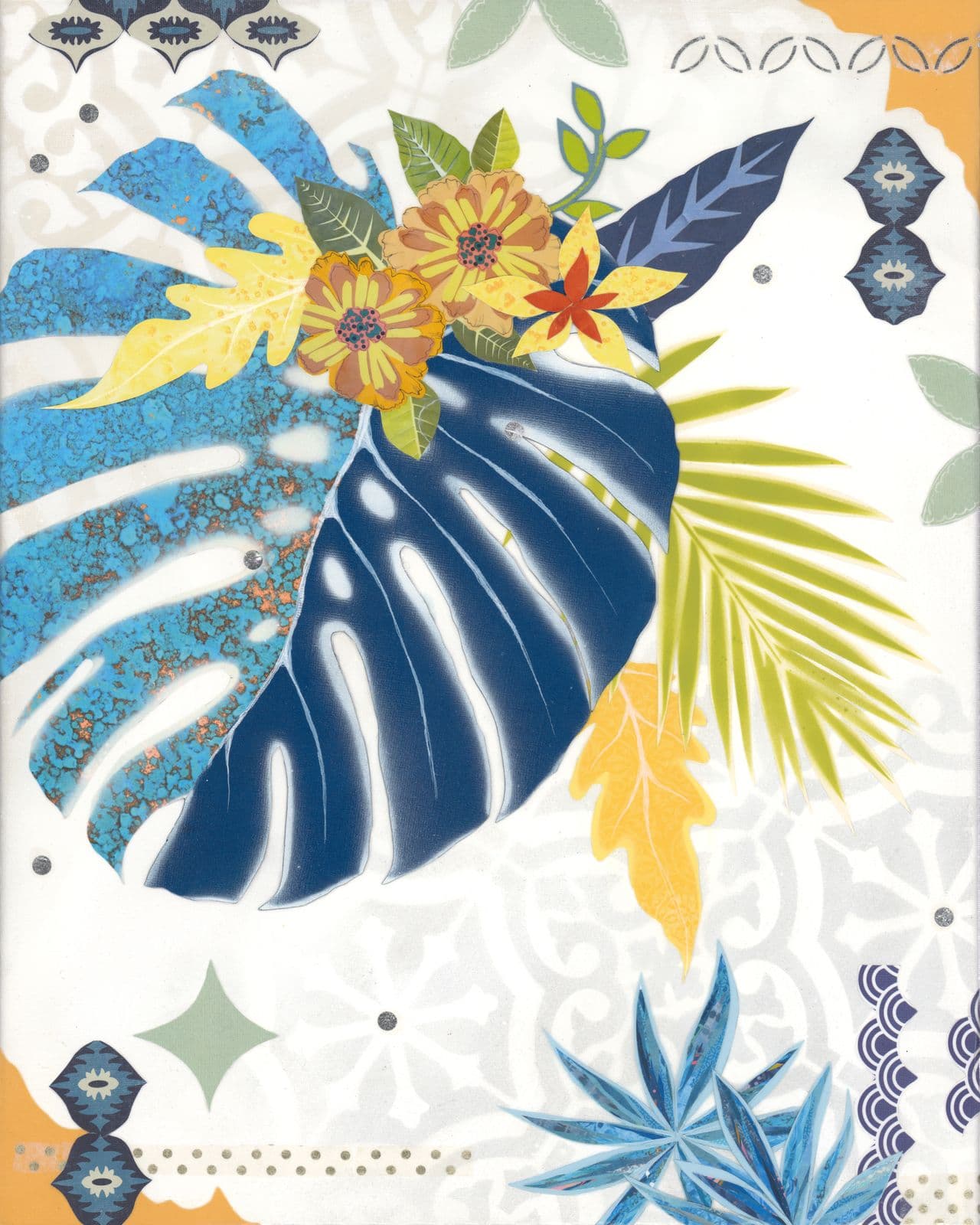 Tropic Like It's Hot - Azure — layered paper collage by Jennifer Peck