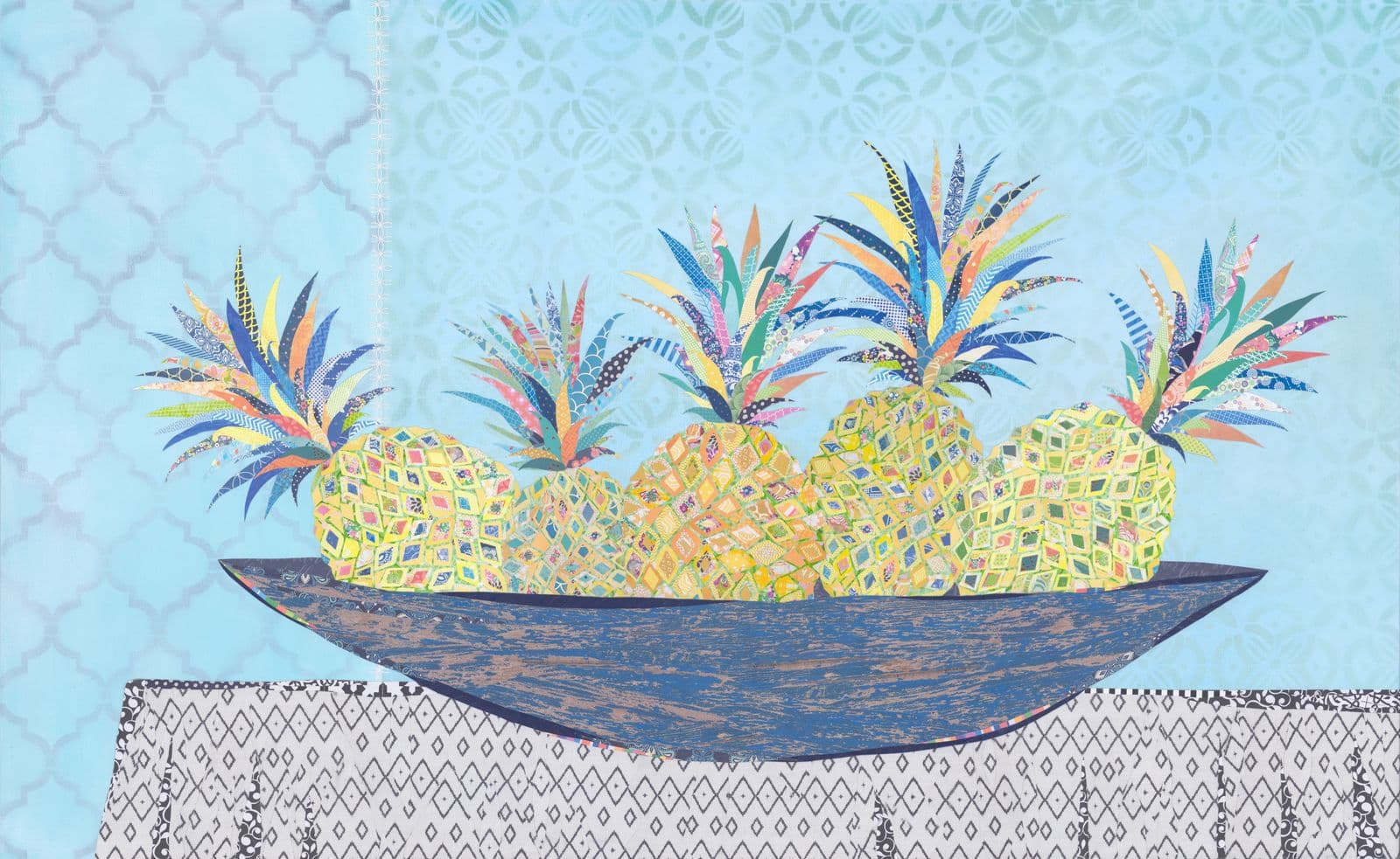 Tropical Gold — layered paper collage by Jennifer Peck