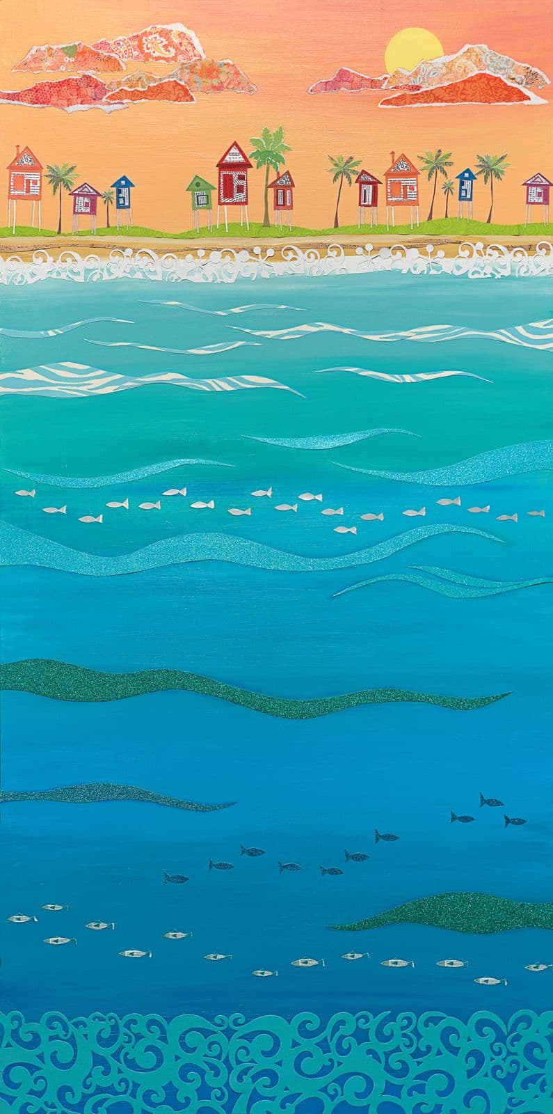 Under the Sea — layered paper collage by Jennifer Peck