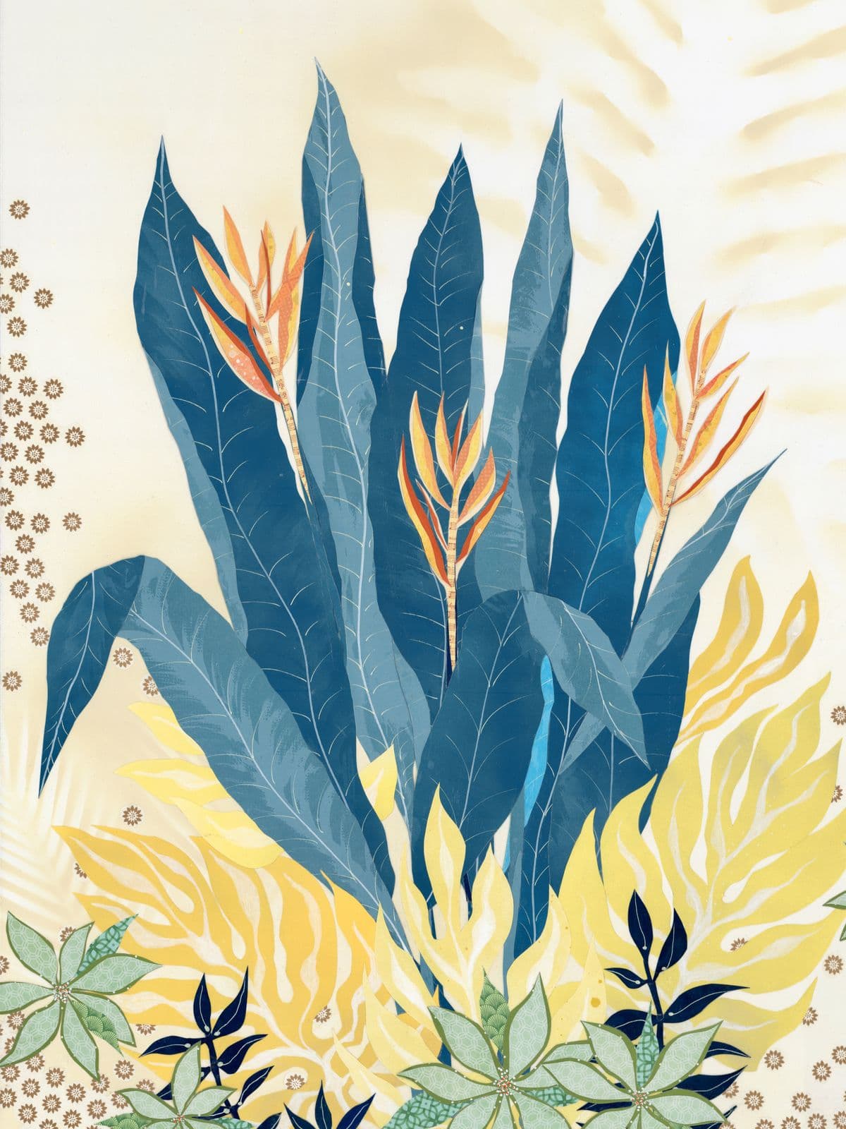 Wild Blue Yonder — layered paper collage by Jennifer Peck