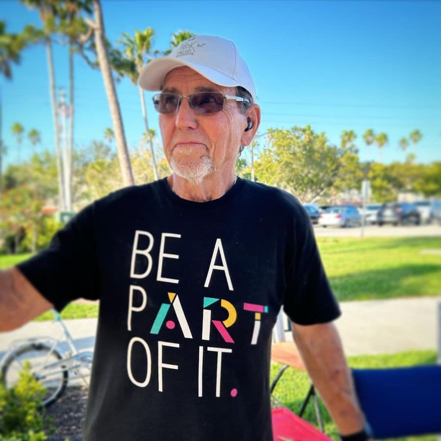 Steve at a show in his Be a Part of It shirt